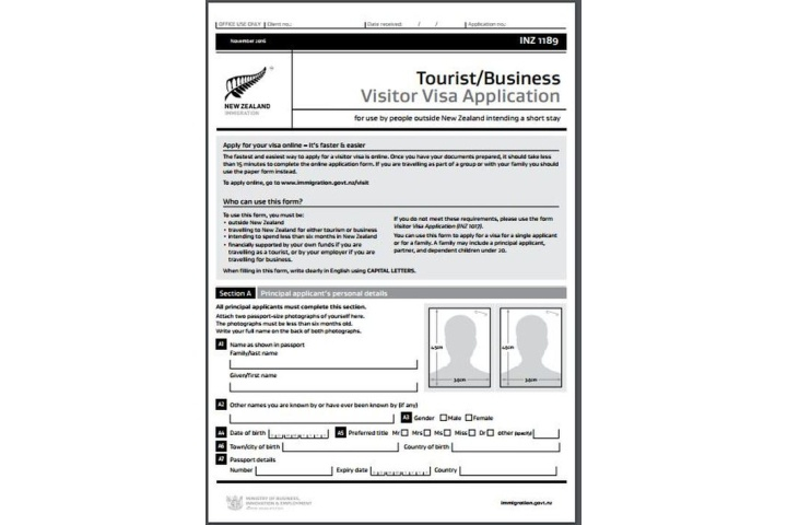 Tourist Visa Form For New Zealand