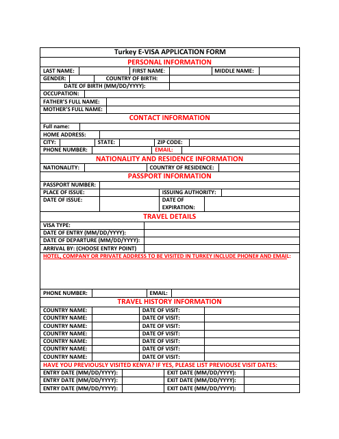 Turkish E Visa Application Form Fill Out Sign Online And Download 