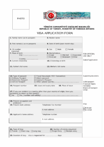 Turkish Visa Application Form Fill Out Sign Online And Download PDF