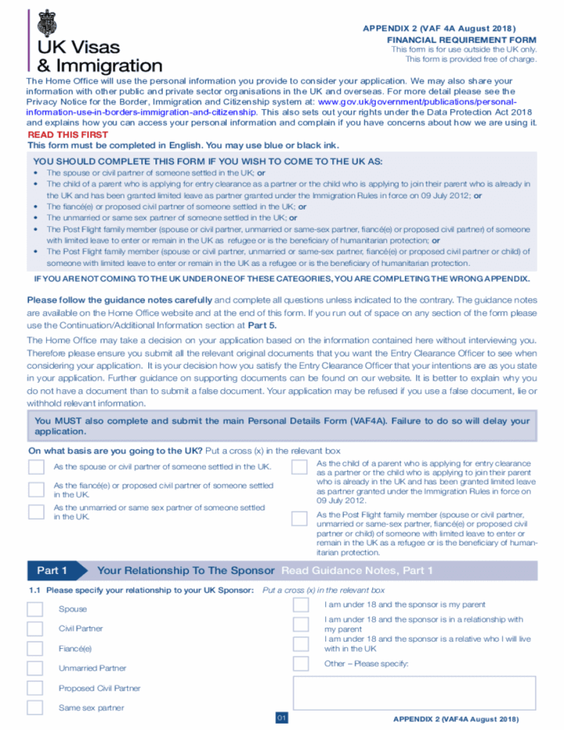 Uk Spouse Visa Application Form PDF Fill Online Printable Fillable 