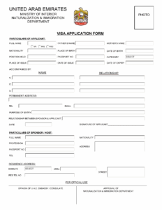 United Arab Emirates United Arab Emirates Visa Application Form Fill