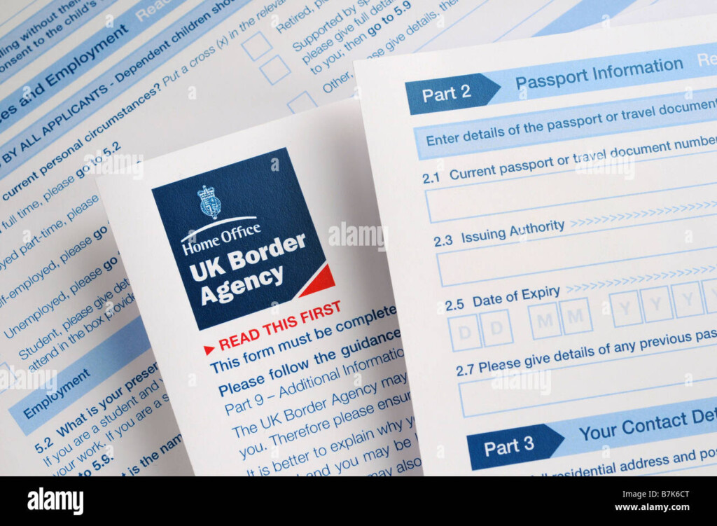 United Kingdom Border Agency Visa Application Form Stock Photo Alamy