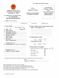 Vietnam Visa Application Form Fill Out Sign Online DocHub