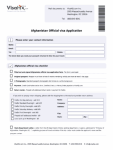 Visa Application Afghanistan Fill Online Printable Fillable Blank