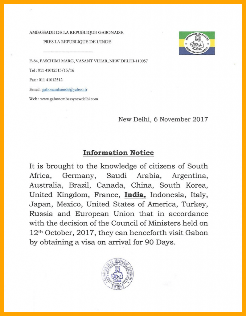 Visa Gabonembassynewdelhi
